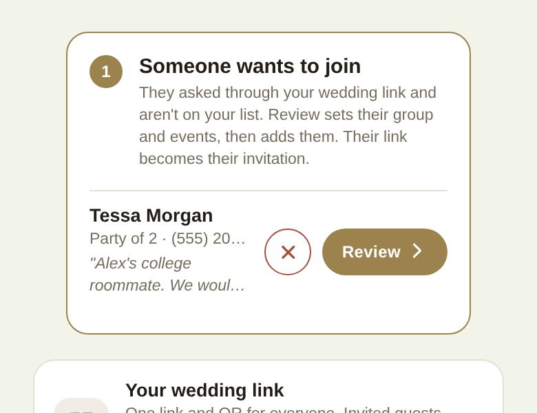 A join request waiting on the roster