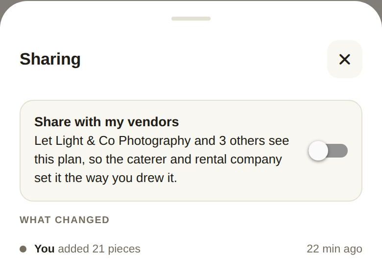 Share with my vendors, and the plan's history
