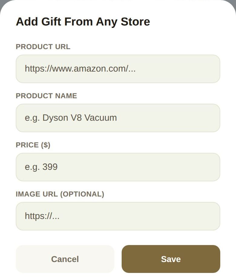 Add Gift From Any Store