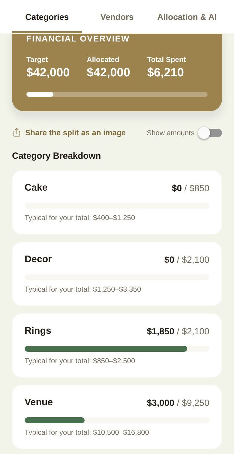 The Financial Overview and the Category Breakdown