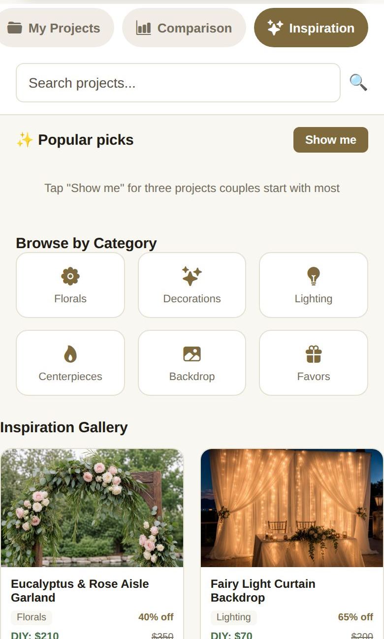 Inspiration: search, Popular picks, categories and the gallery