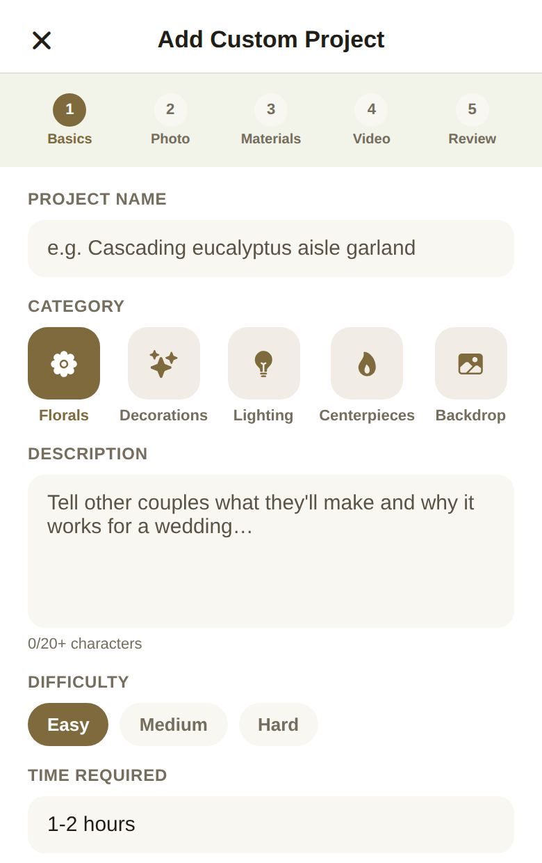Add Custom Project, step 1: Basics