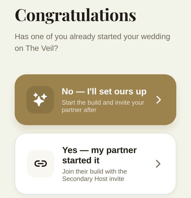 Congratulations: choose to set your wedding up, or join your partner's