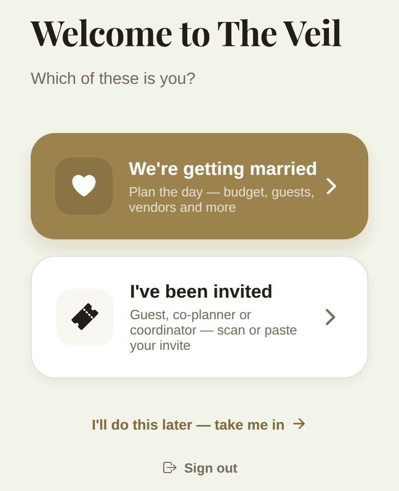 The first setup question: We're getting married, or I've been invited