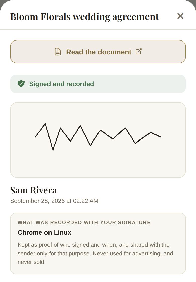 The signed record