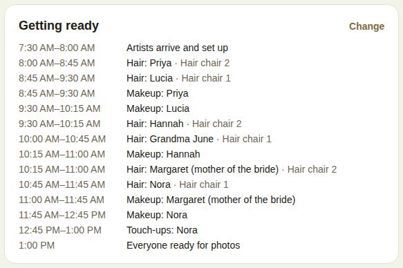 The saved schedule on the lead