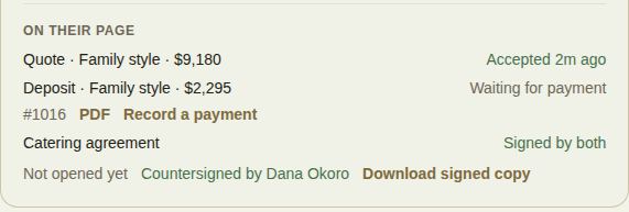 A contract signed by the client and countersigned, with the download link