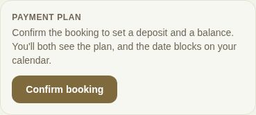 Before booking: Confirm booking starts the payment plan