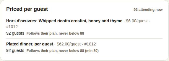 Priced per guest on a lead, following the couple's RSVPs