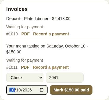 Recording a check payment on a tasting invoice